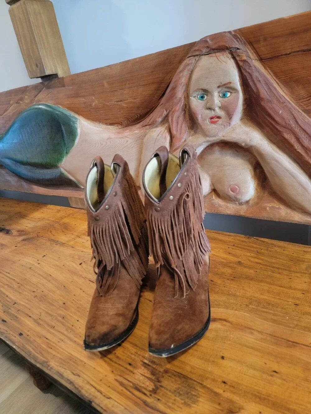 Girls Size 3 Shayanne Brown Leather  Double Fringe Cowgirl Western Boots